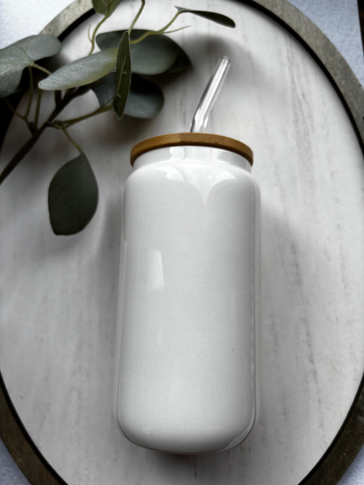 16oz white glass