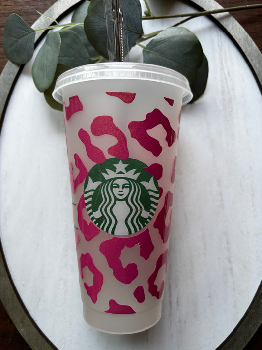 Cheetah Straw Cup 24oz