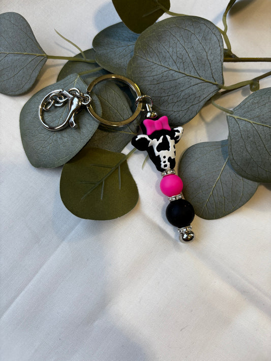 Girl Cow Bar Keychain
