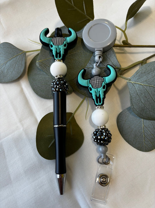 Teal Skull Head Set